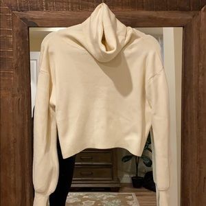 Cropped Turtleneck Knit Sweater